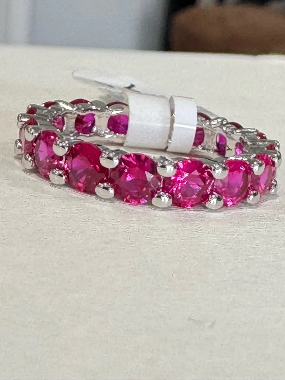 925 Pink Sapphire Eternity Band